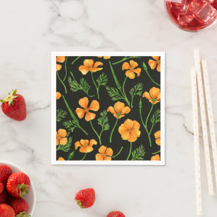 California poppies, summertime flowers, orange wil napkin