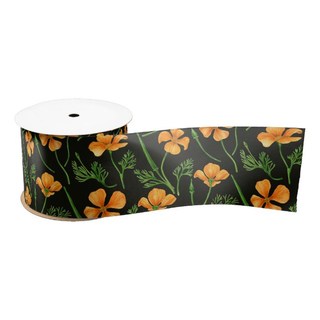 California poppies, summertime flowers, orange wil satin ribbon (Spool)