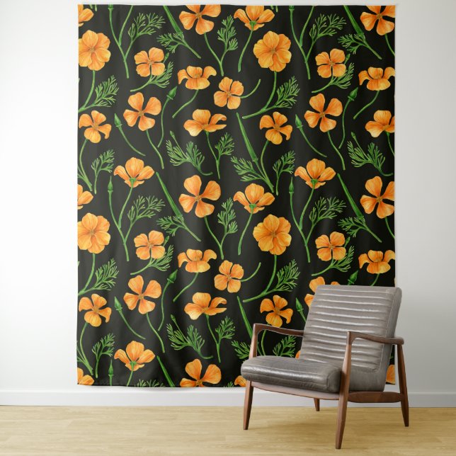 California poppies, summertime flowers, orange wil tapestry (In Situ)