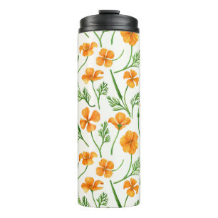 California poppies, summertime flowers, orange wil thermal tumbler