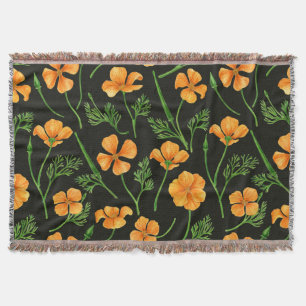 California poppies, summertime flowers, orange wil throw blanket
