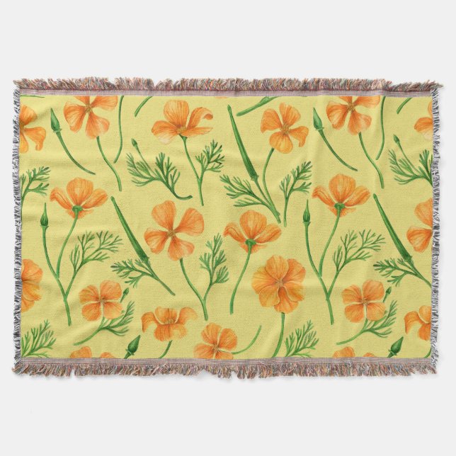 California poppies throw blanket (Front)