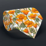 California poppies tie<br><div class="desc">Hand-drawn pattern with California poppies</div>