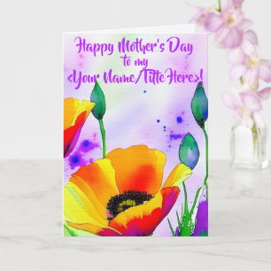 California Poppies Watercolor For Her Mother's Day Card