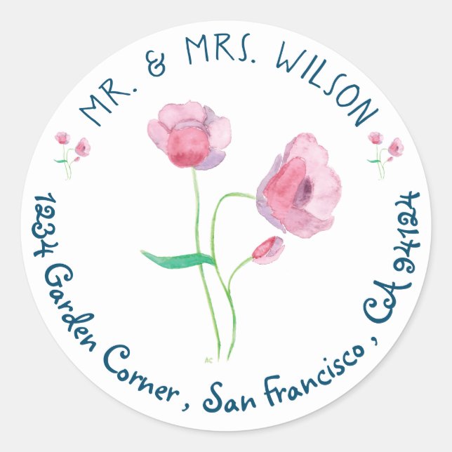 California Poppies White Envelope Sealer Classic Round Sticker (Front)