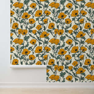 California Poppies Yellow Flower Floral Wallpaper