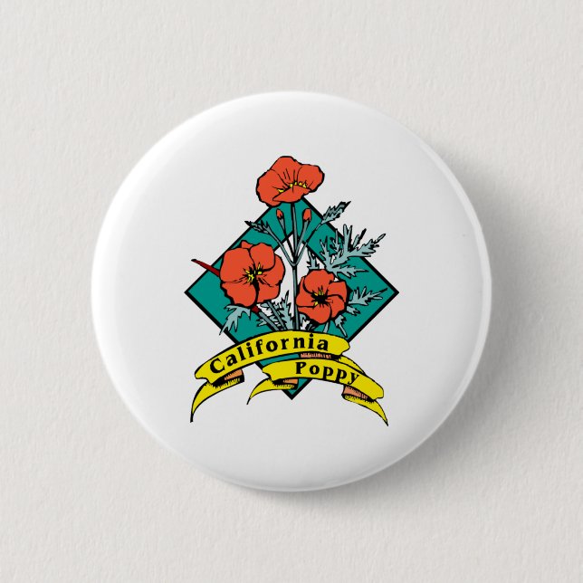 California Poppy 6 Cm Round Badge (Front)
