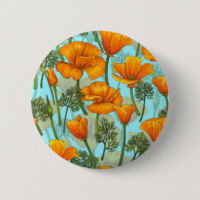 California poppy 6 cm round badge (Front)