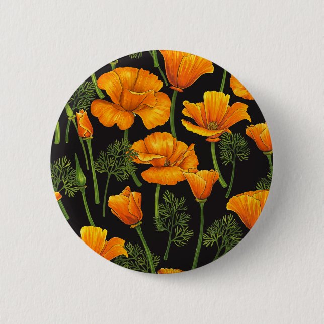 California poppy 6 cm round badge (Front)