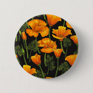 California poppy 6 cm round badge