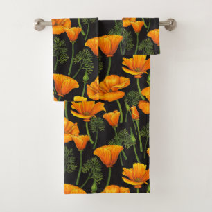 California poppy bath towel set