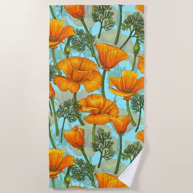 California poppy beach towel (Front)