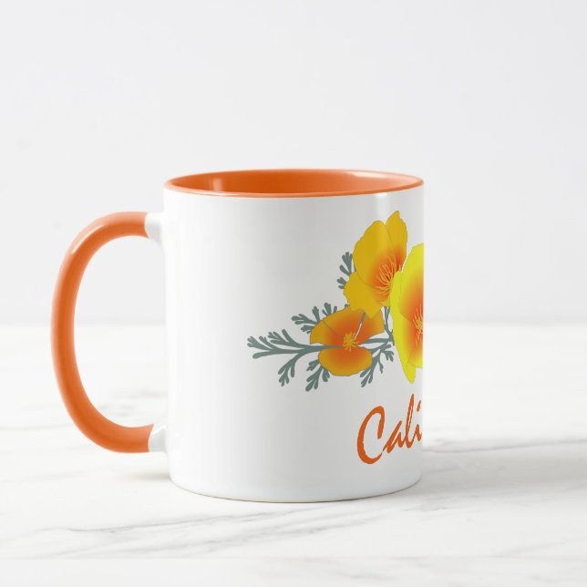 California Poppy Bouquet with California Text Mug (Left)
