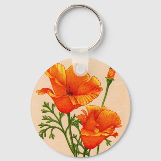 California poppy California poppies in orange Key Ring (Front)