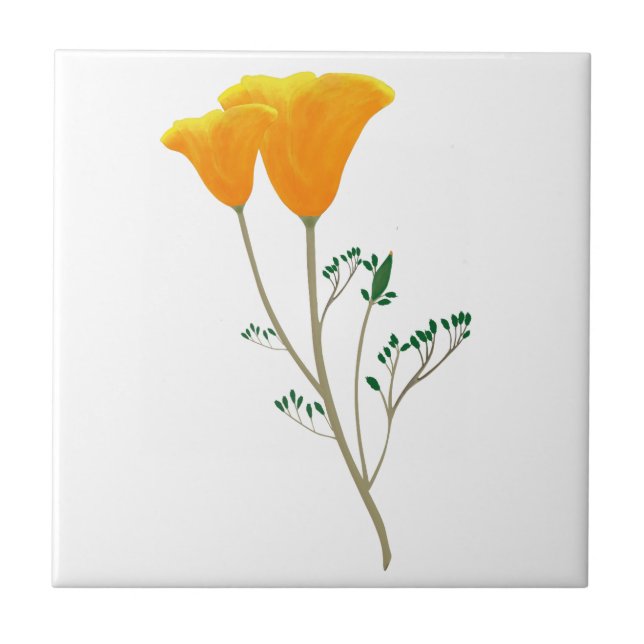 California Poppy Ceramic Tile (Front)