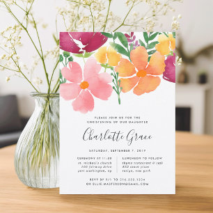 California Poppy Christening or Baptism Invitation