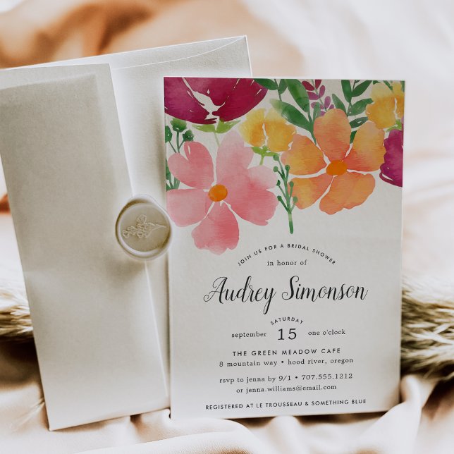 California Poppy | Colourful Floral Bridal Shower Invitation (Creator Uploaded)