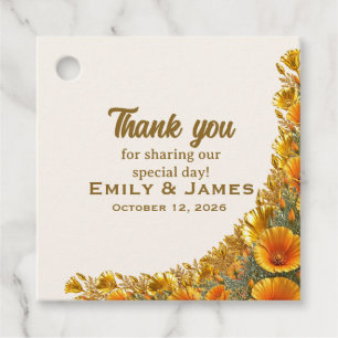 California Poppy Elegant Floral Wedding Favour  Ta Tags