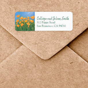 California Poppy Field Painting Return Address