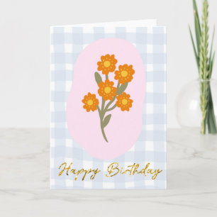 California Poppy Floral Birthday Gingham Sweet Card