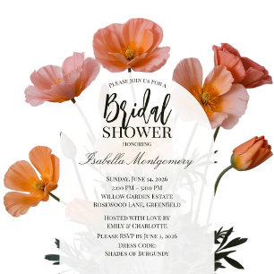 California Poppy Floral Bridal Invitation