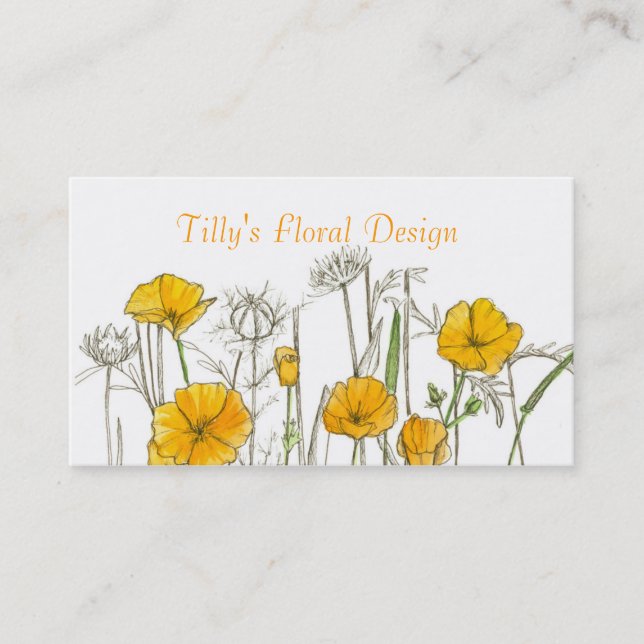 California Poppy Flower Business Card Wildflower (Front)