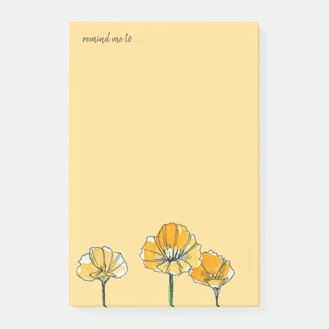 California Poppy Flowers Custom Reminder Post-it Notes (Front)