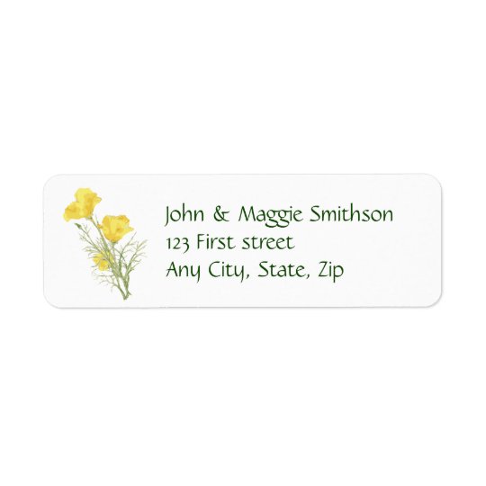 California Poppy Garden Flower Custom Label Return Address Label