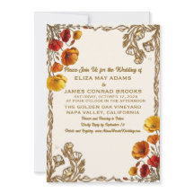 California Poppy Gold Photo Wedding Invitation 5x7