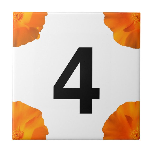 California poppy House Number Tile (Front)