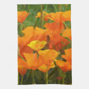 california poppy impasto tea towel