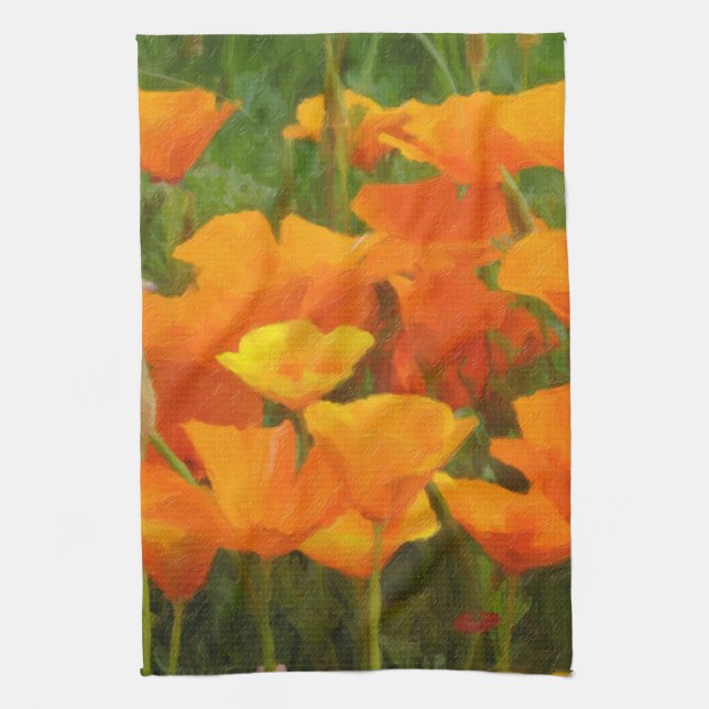 california poppy impasto tea towel (Vertical)