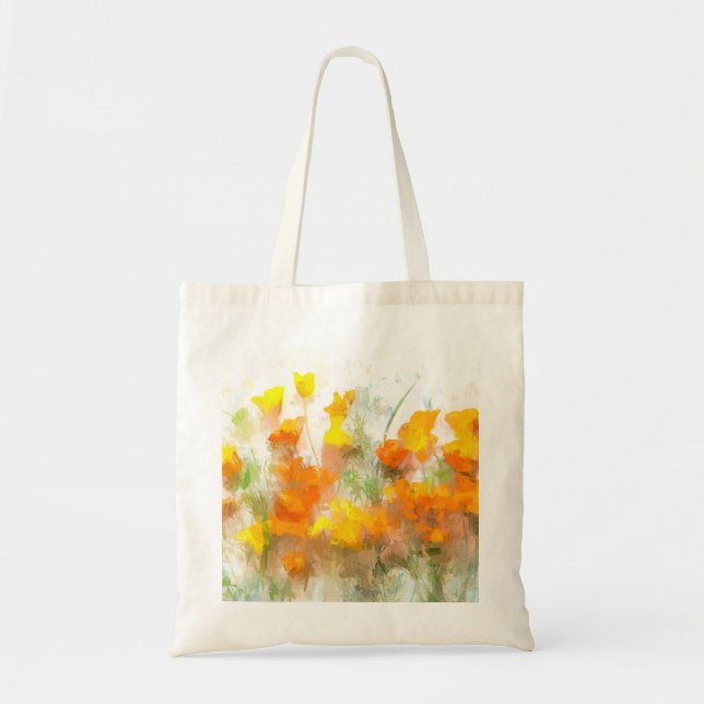 California Poppy Impressionistic Art Tote Bag (Front)