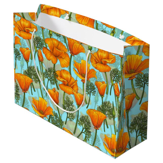 California poppy large gift bag (Back Angled)