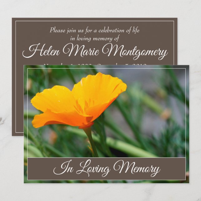 California Poppy Memorial Service Announcement (Front/Back)
