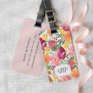California Poppy Monogram Luggage Tag