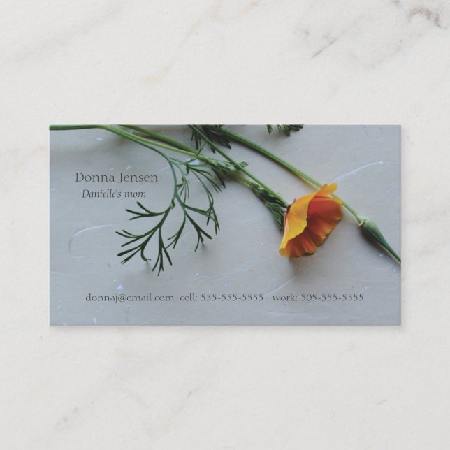 California poppy mum calling card (Front)