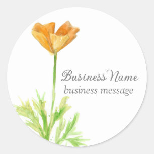 California Poppy Orange Flower Business   Classic Round Sticker