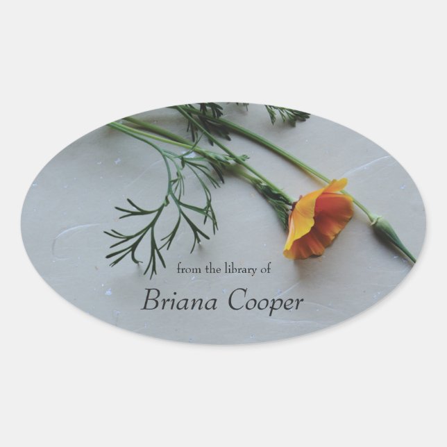 California poppy oval sticker (Front)