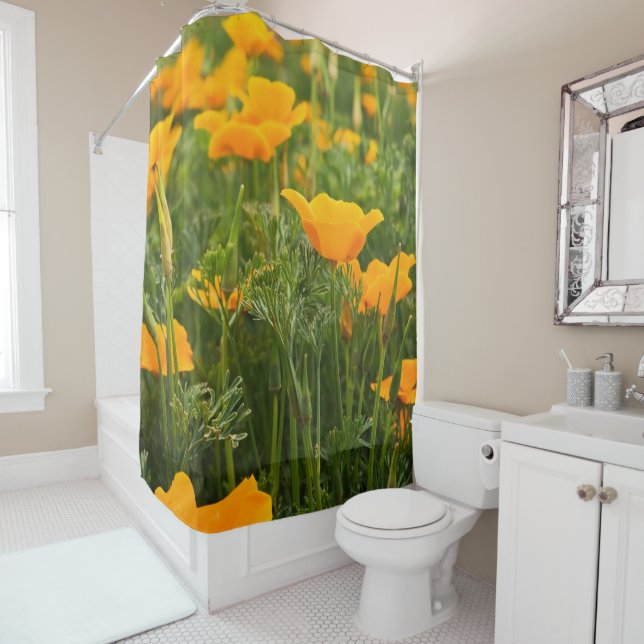 California Poppy Patch Photograph Shower Curtain (In Situ)