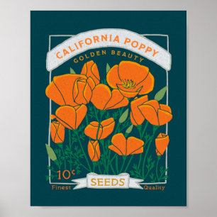 California Poppy Poster (dark background)