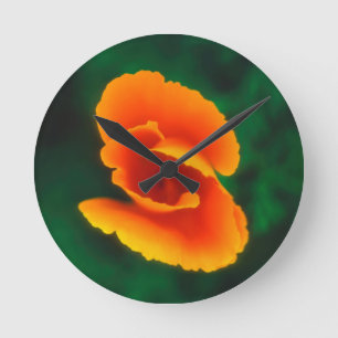 California Poppy Round Clock