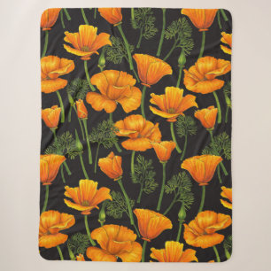 California poppy sherpa blanket