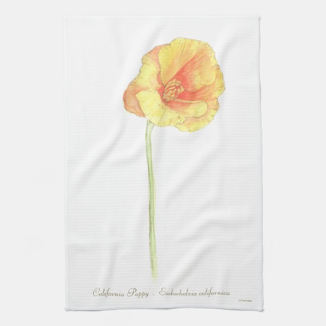 California Poppy  Tea Towel (Vertical)