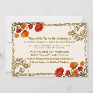 California Poppy Vintage 19th Century Botanical We Save The Date