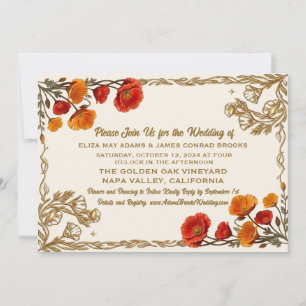 California Poppy Vintage 19th Century Botanical We Save The Date