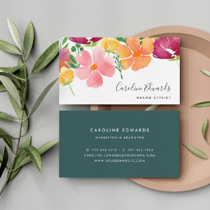 California Poppy Watercolor Floral Business Card