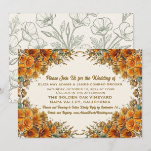 California Poppy Wedding Invitation