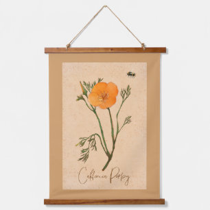 California Poppy Wildflower  Hanging Tapestry