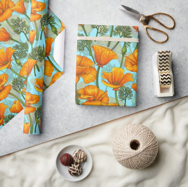 California poppy wrapping paper (Crafts)